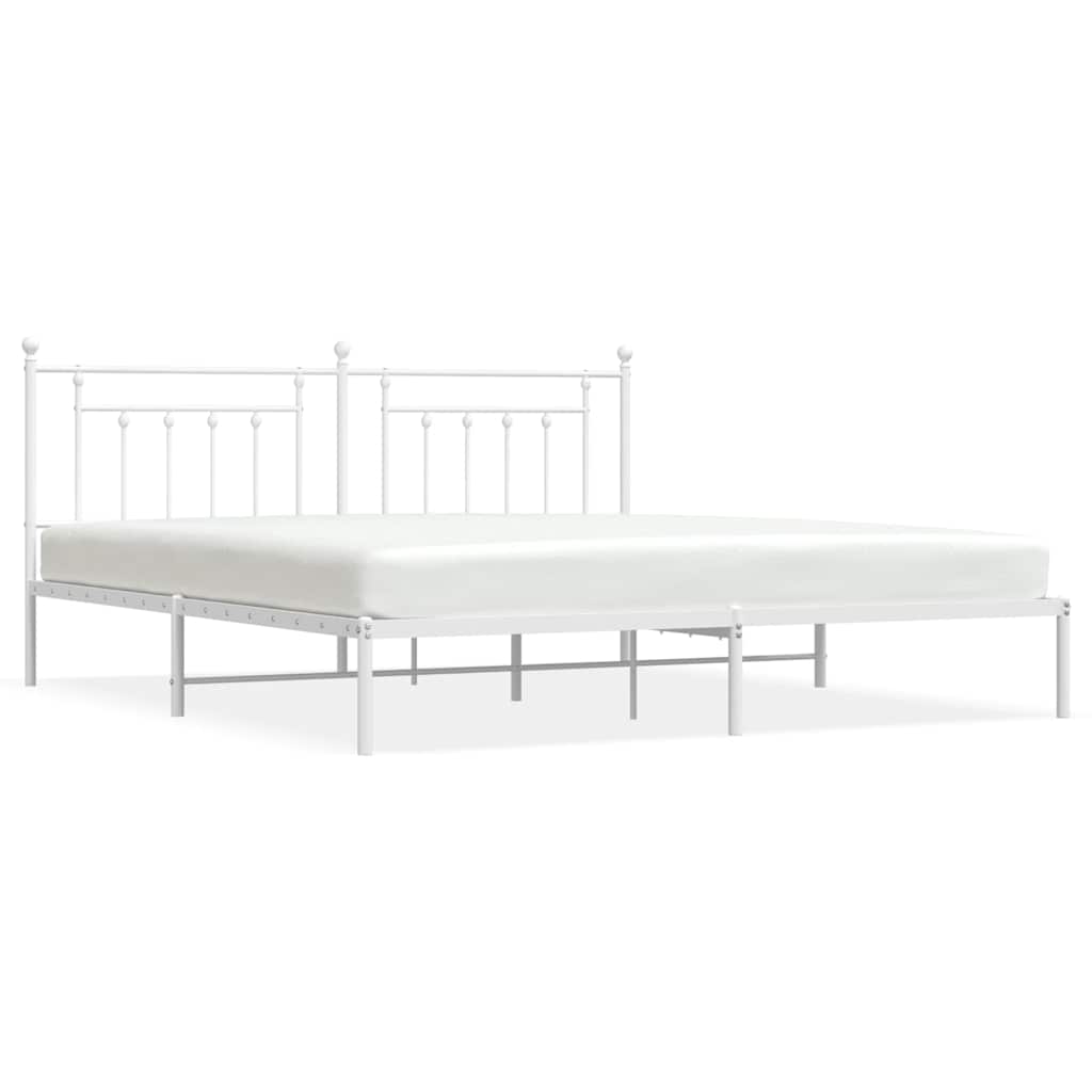 Sängram med huvudgavel metall vit 193x203 cm