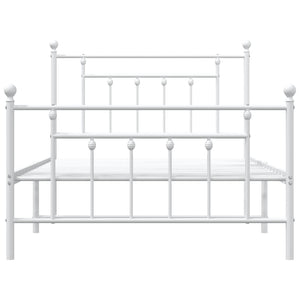 Sängram med huvudgavel och fotgavel vit metall 107x203 cm