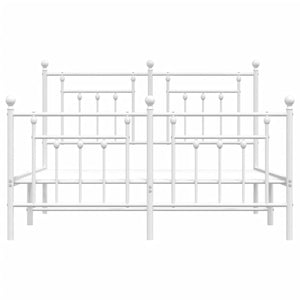 Sängram med huvudgavel och fotgavel vit metall 140x190 cm