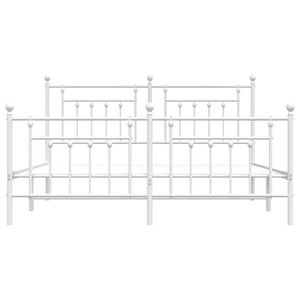 Sängram med huvudgavel och fotgavel vit metall 180x200 cm