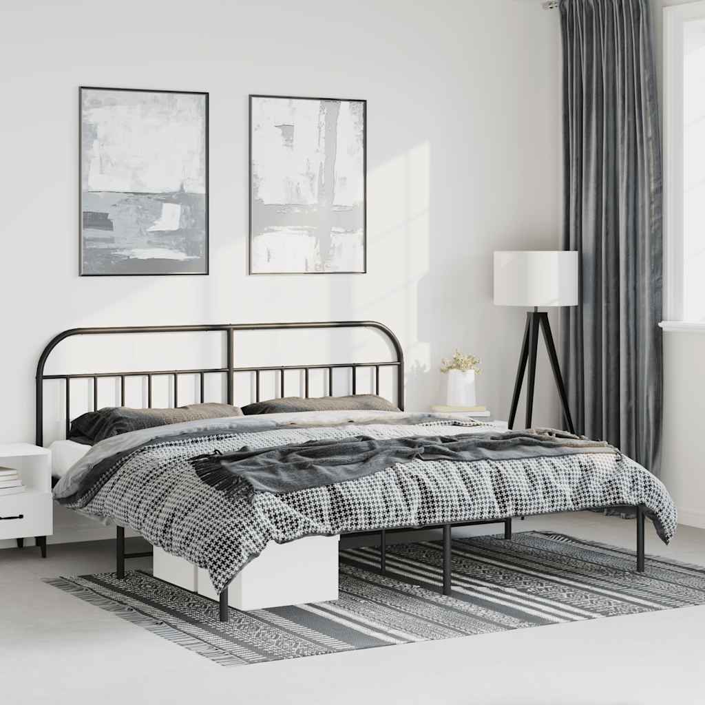 Sängram med huvudgavel metall svart 183x213 cm