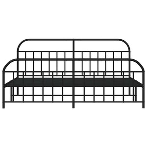 Sängram med huvudgavel och fotgavel svart metall 193x203 cm