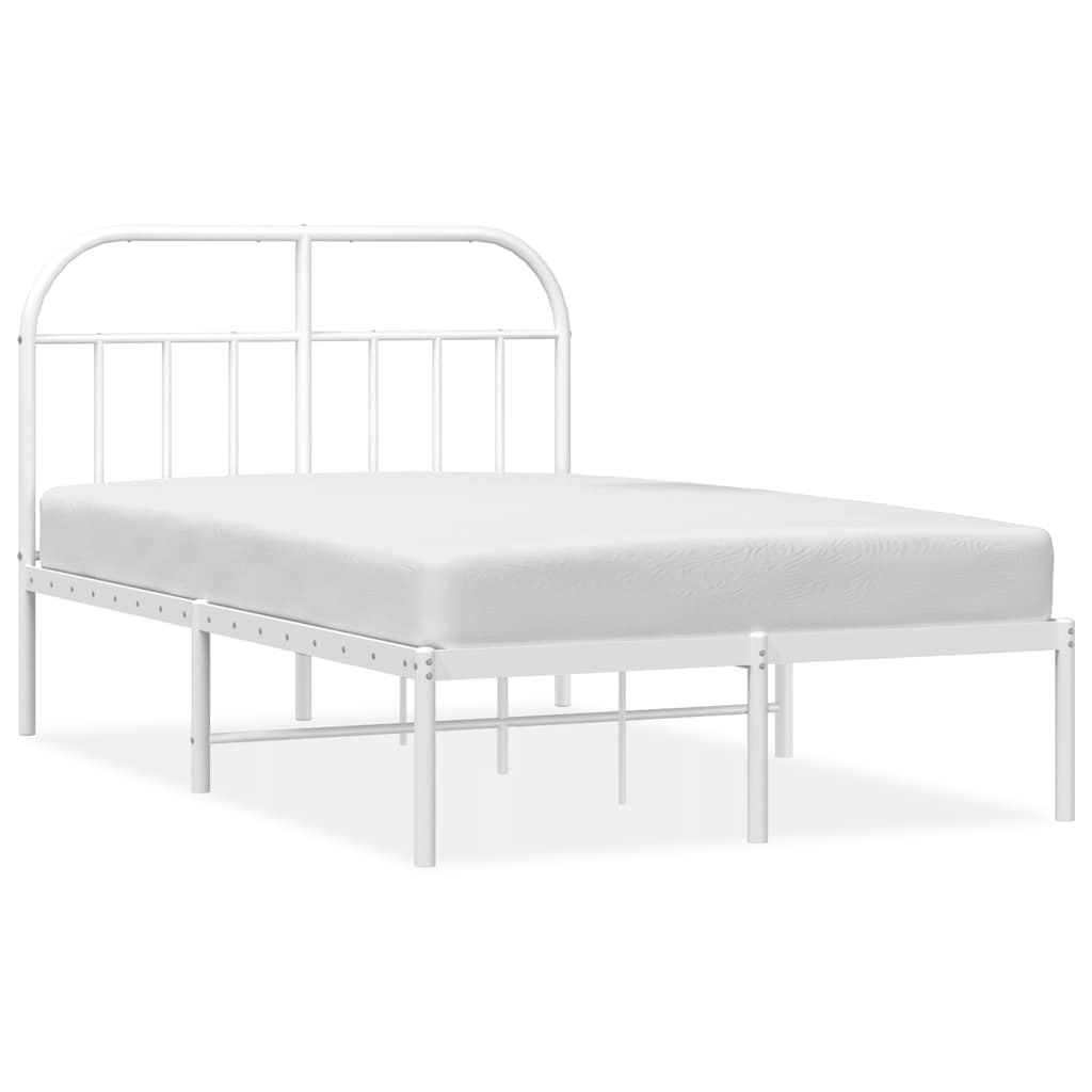 Sängram med huvudgavel metall vit 135x190 cm