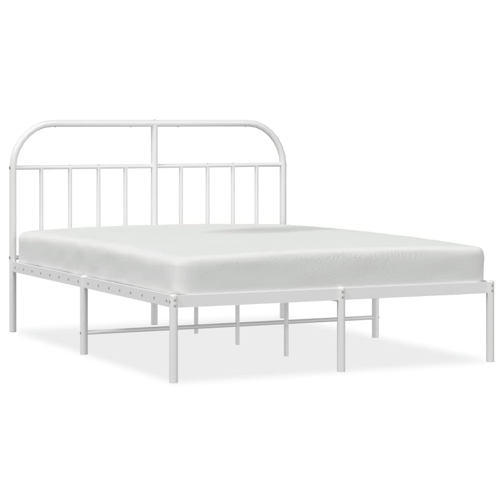 Sängram med huvudgavel metall vit 140x190 cm