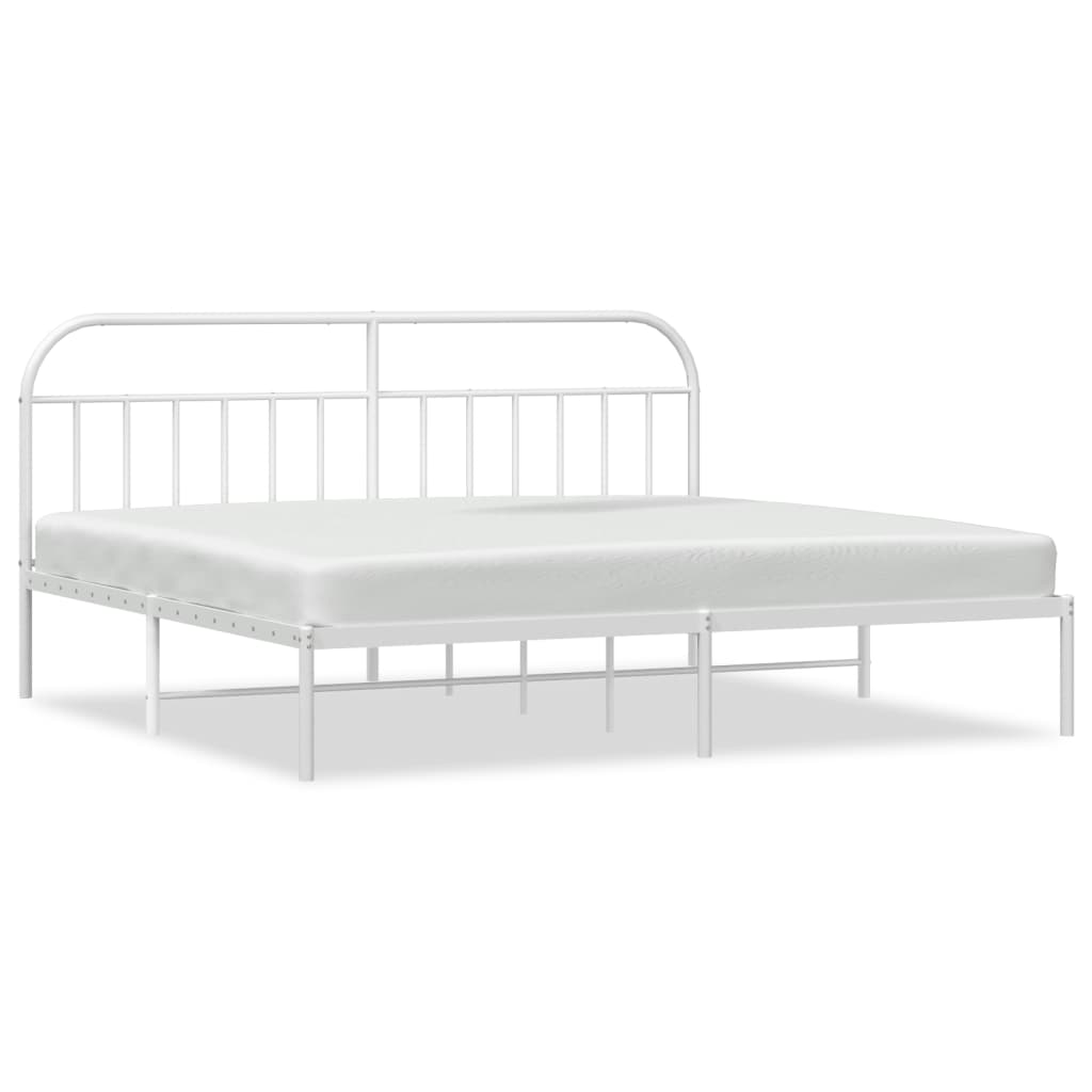 Sängram med huvudgavel metall vit 200x200 cm