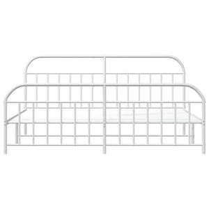 Sängram med huvudgavel och fotgavel vit metall 200x200 cm