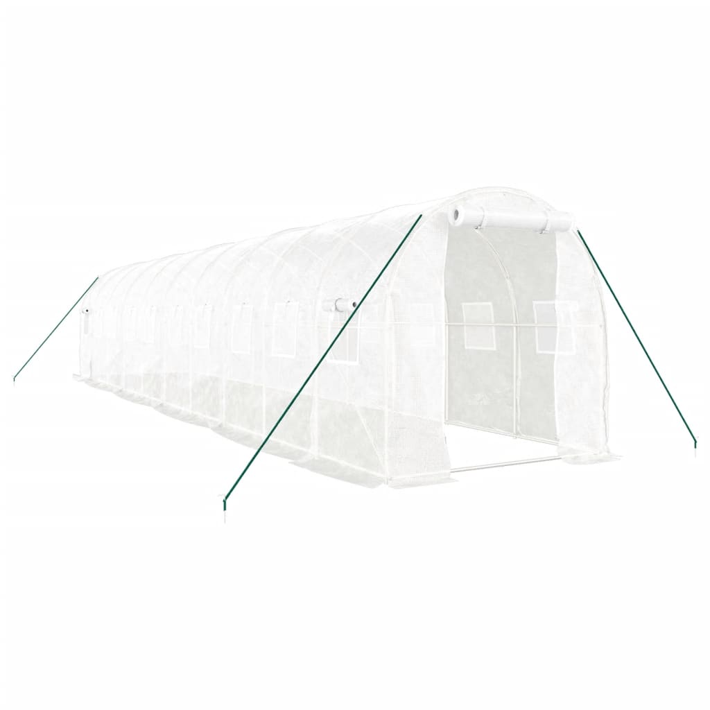 Växthus med stålram vit 20 m² 10x2x2 m