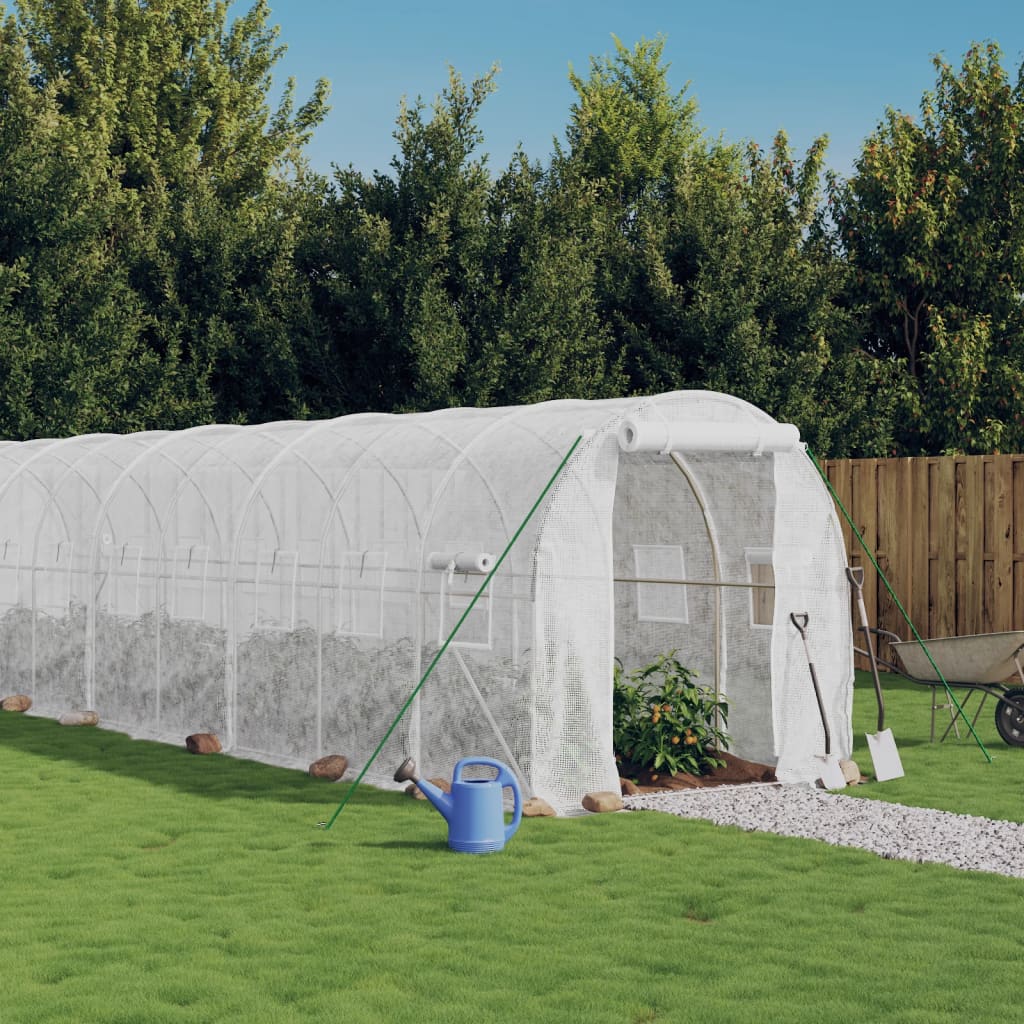 Växthus med stålram vit 20 m² 10x2x2 m