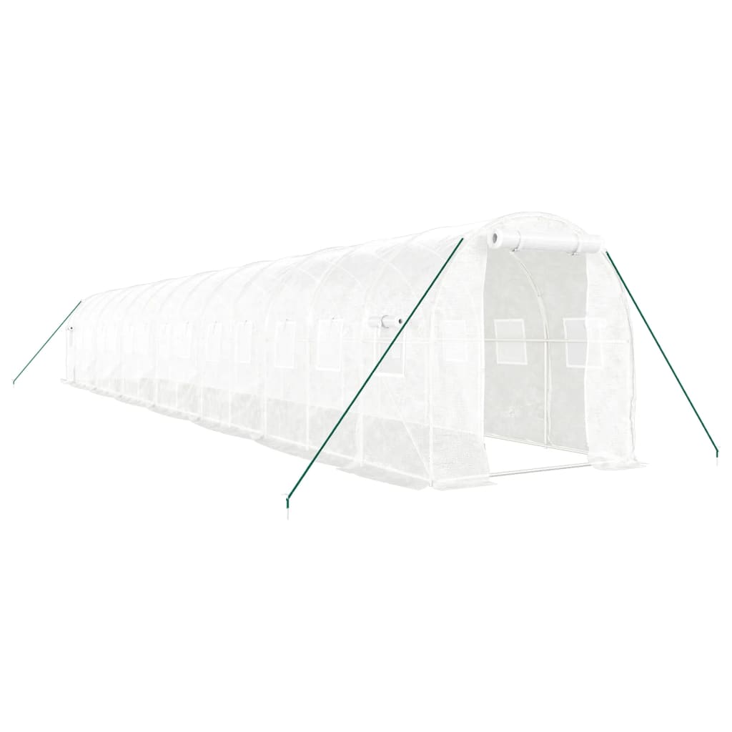 Växthus med stålram vit 28 m² 14x2x2 m