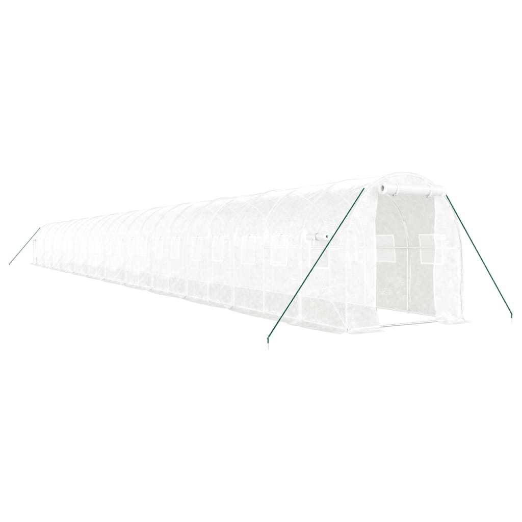 Växthus med stålram vit 48m² 24x2x2 m