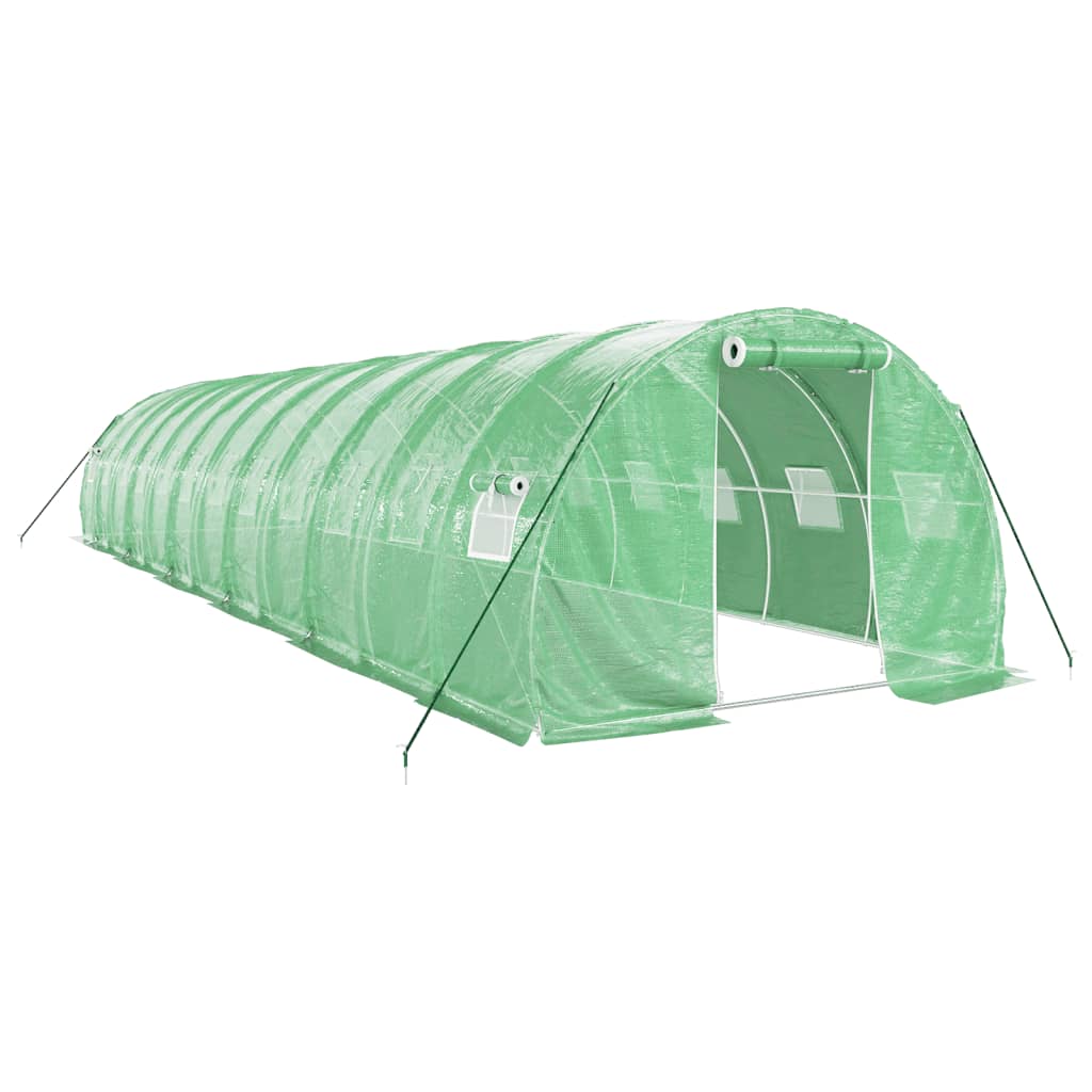 Växthus med stålram grön 36 m² 12x3x2 m
