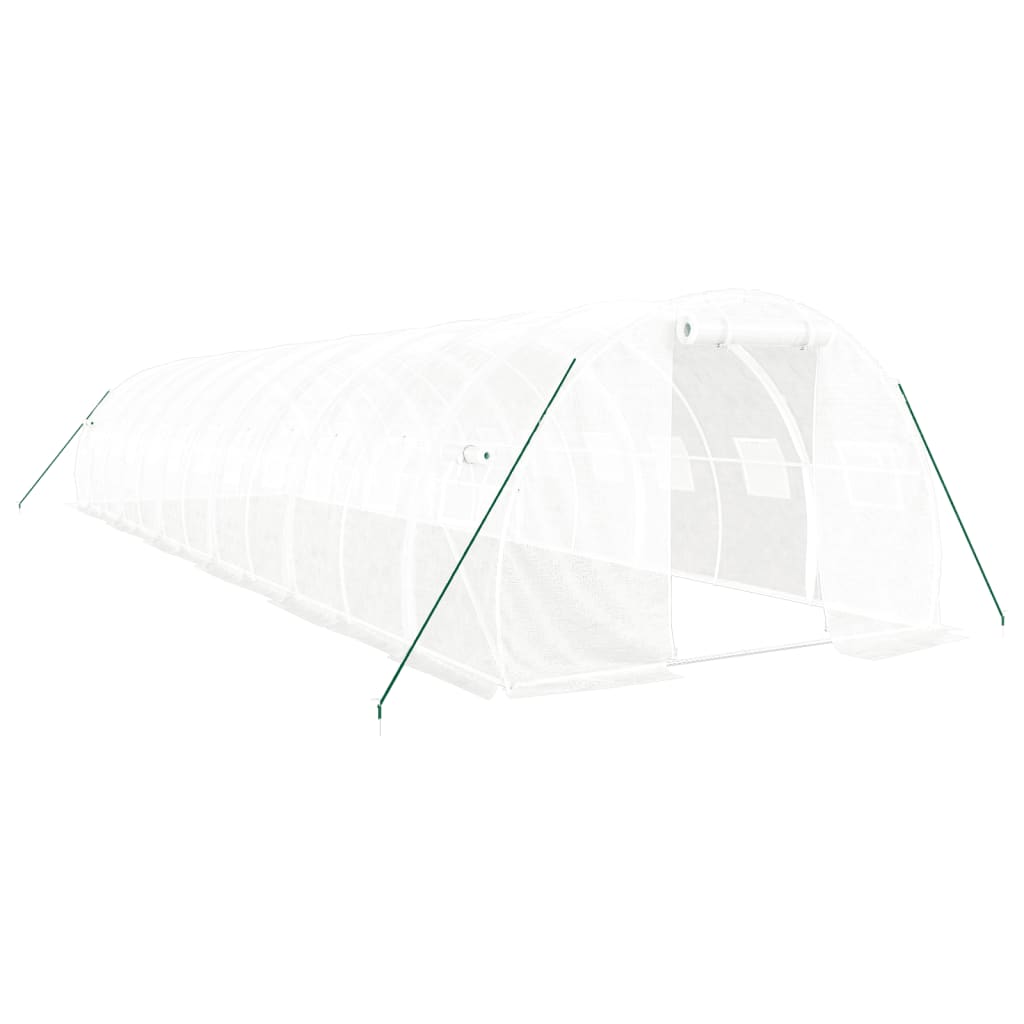 Växthus med stålram vit 36 m² 12x3x2 m