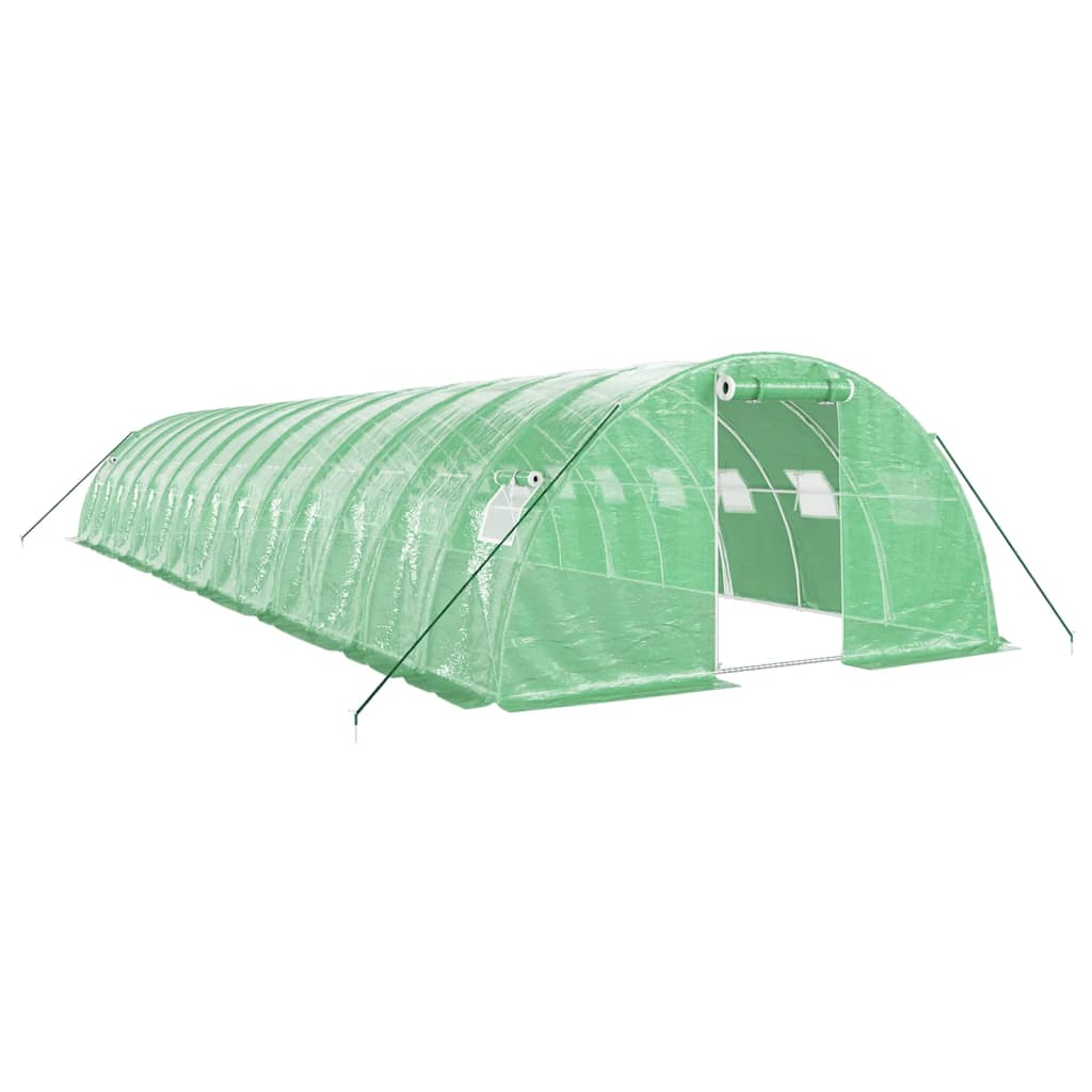 Växthus med stålram grön 56 m² 14x4x2 m