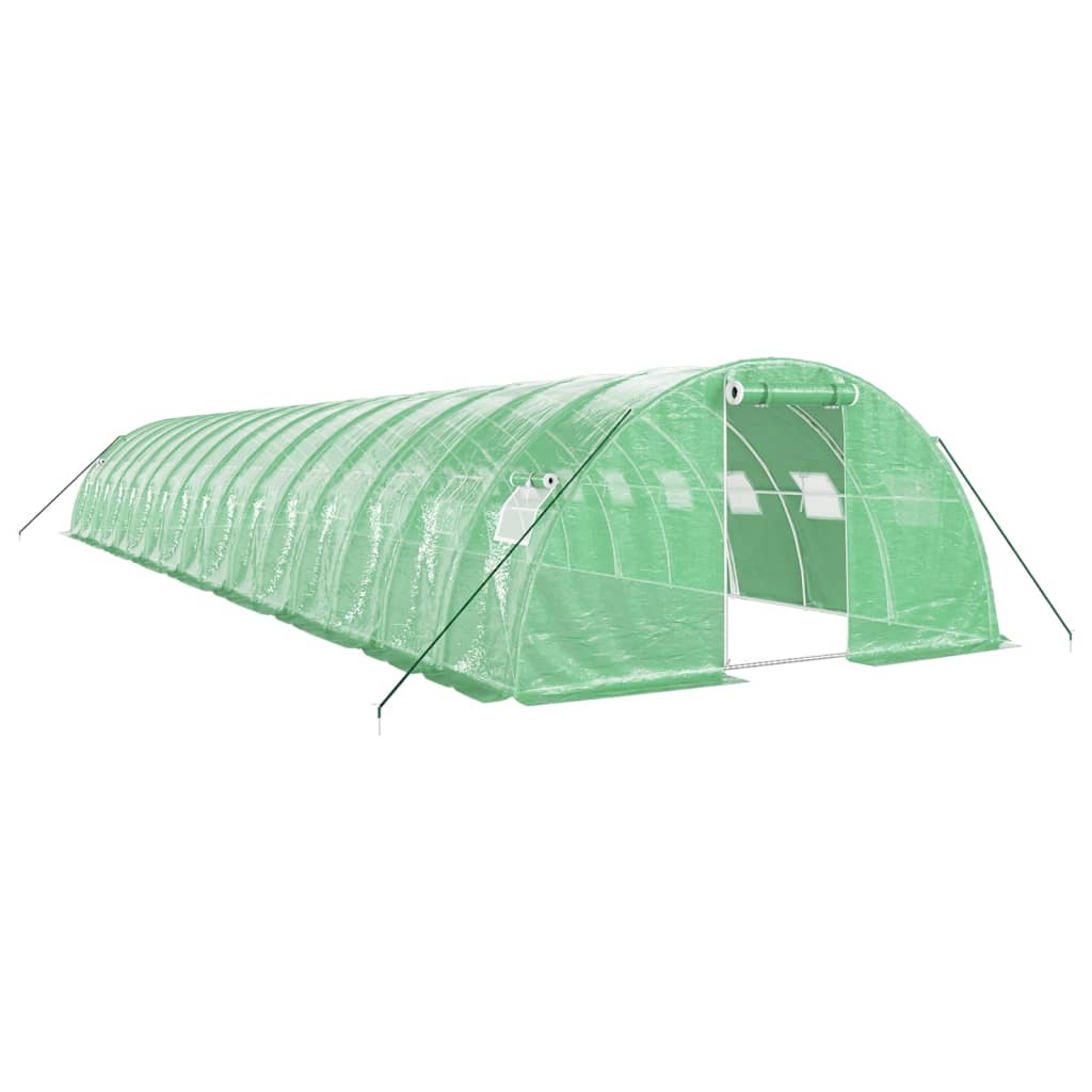 Växthus med stålram grön 64 m² 16x4x2 m