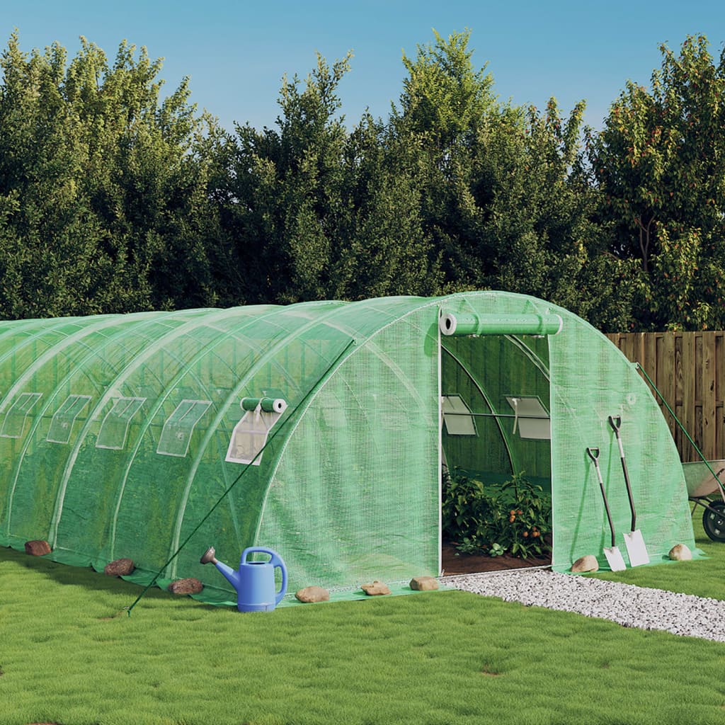 Växthus med stålram grön 72 m² 18x4x2 m