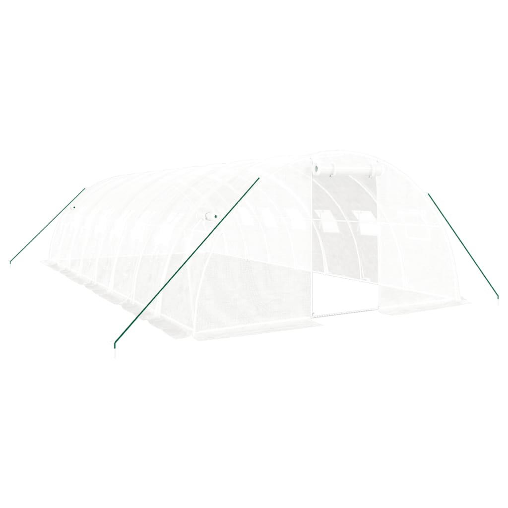 Växthus med stålram vit 32 m² 8x4x2 m