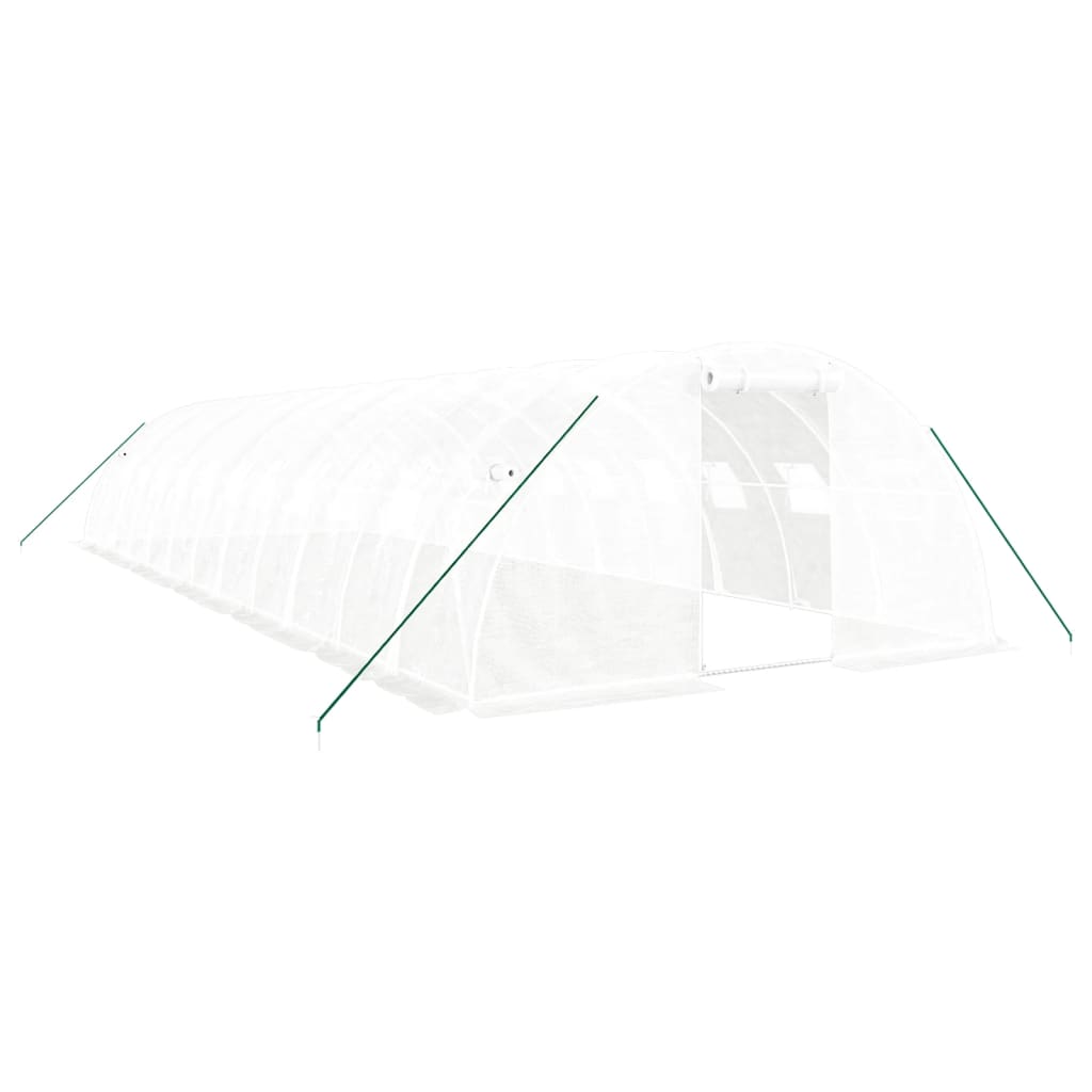 Växthus med stålram vit 48 m² 12x4x2 m