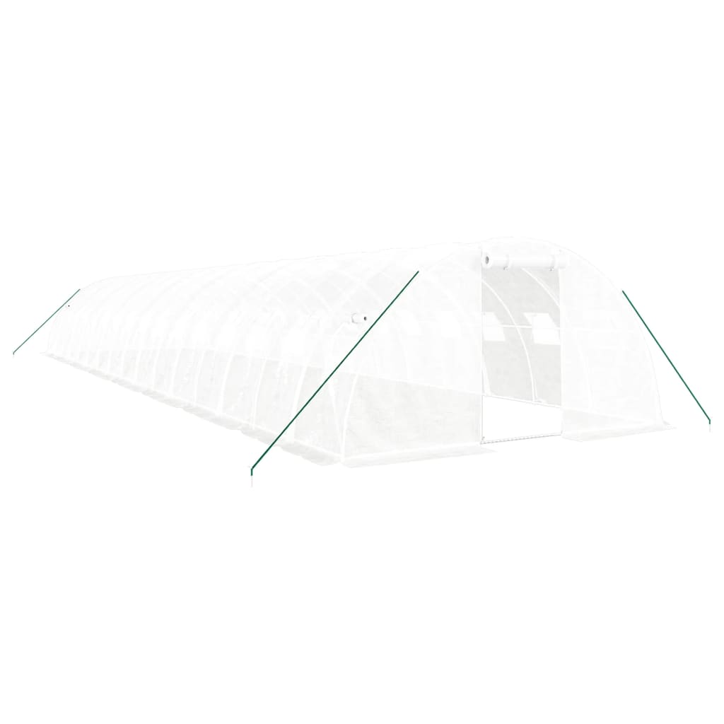 Växthus med stålram vit 64 m² 16x4x2 m