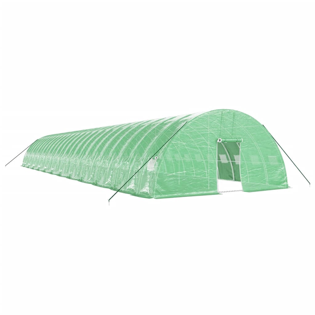 Växthus med stålram grön 144 m² 24x6x2,85 m