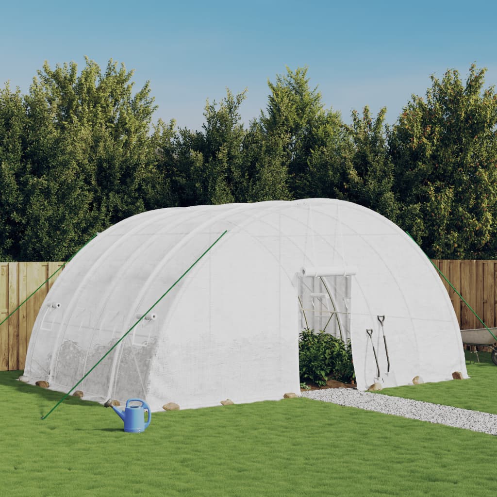 Växthus med stålram vit 24 m² 6x4x2,85 m