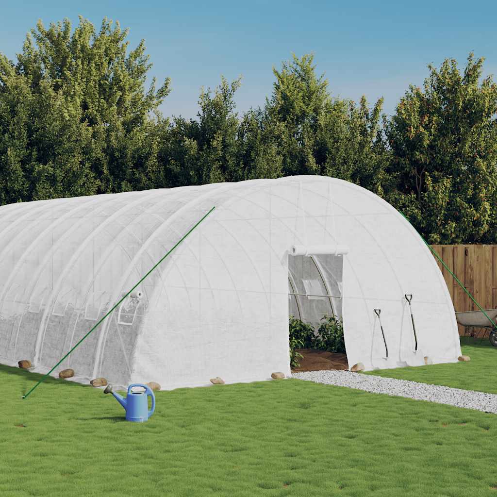 Växthus med stålram vit 36 m² 6x6x2,85 m