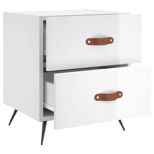 Sängbord vit högglans 40x35x47,5 cm konstruerat trä