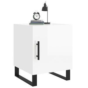 Sängbord vit högglans 40x40x50 cm konstruerat trä