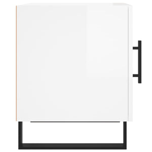 Sängbord vit högglans 40x40x50 cm konstruerat trä