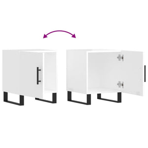 Sängbord vit högglans 40x40x50 cm konstruerat trä