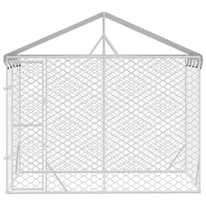 Hundgård med tak silver 3x1,5x2,5 m galvaniserat stål
