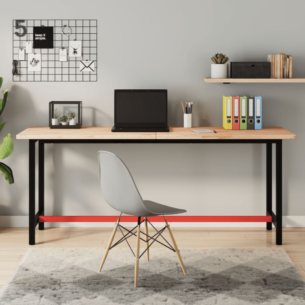 Arbetsbänk 180x55x81,5 cm massivt bokträ och metall