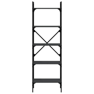 Bokhylla med 5 hyllplan svart 56x31,5x174 cm konstruerat trä