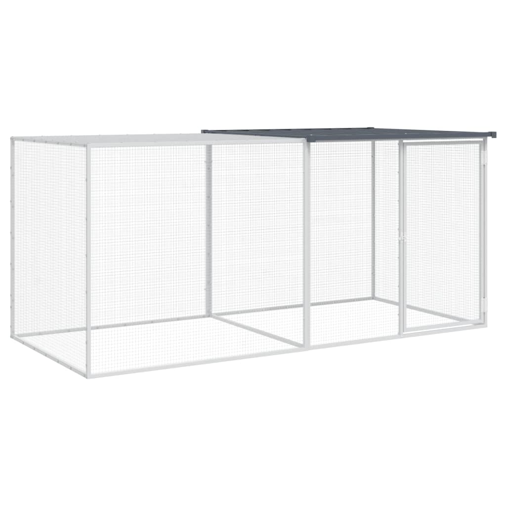 Hönsbur med tak antracit 203x98x90 cm galvaniserat stål