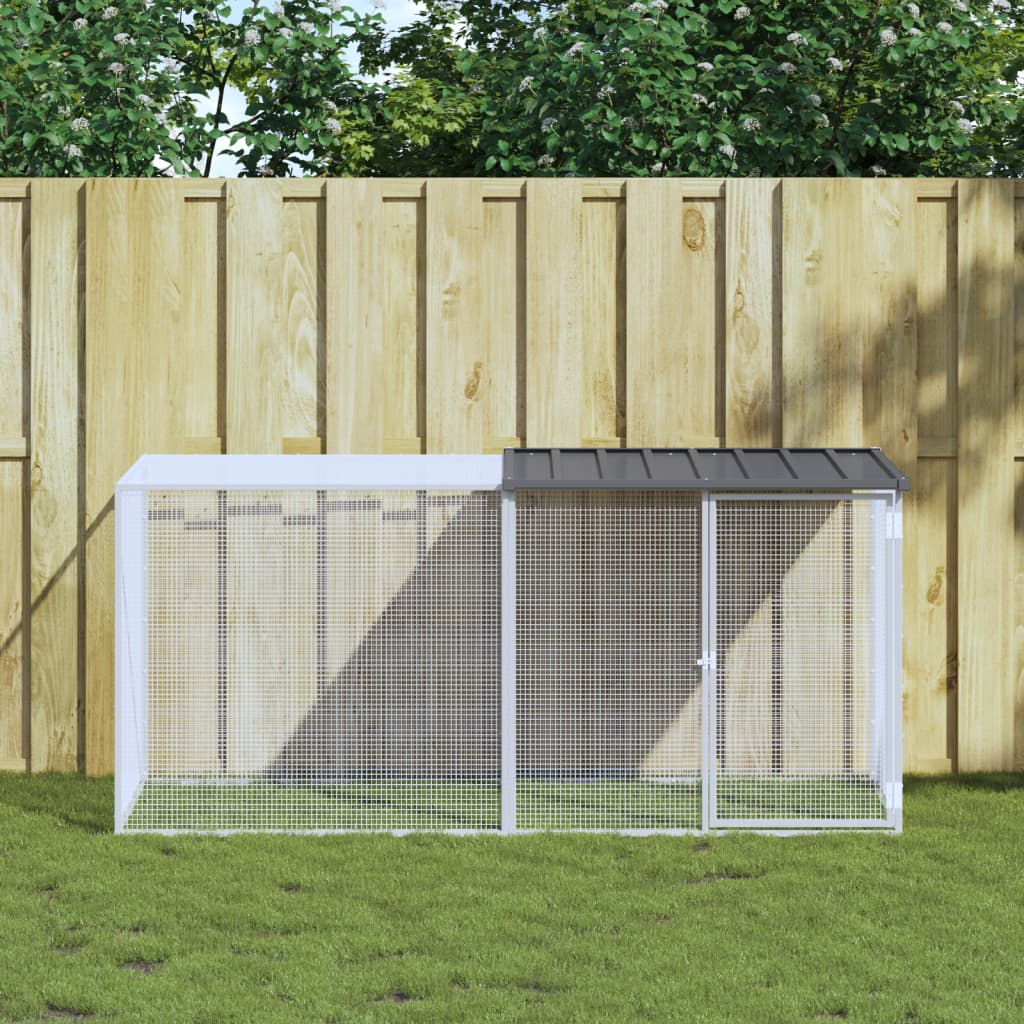 Hönsbur med tak antracit 203x98x90 cm galvaniserat stål