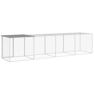 Hönsbur med tak ljusgrå 403x98x90 cm galvaniserat stål