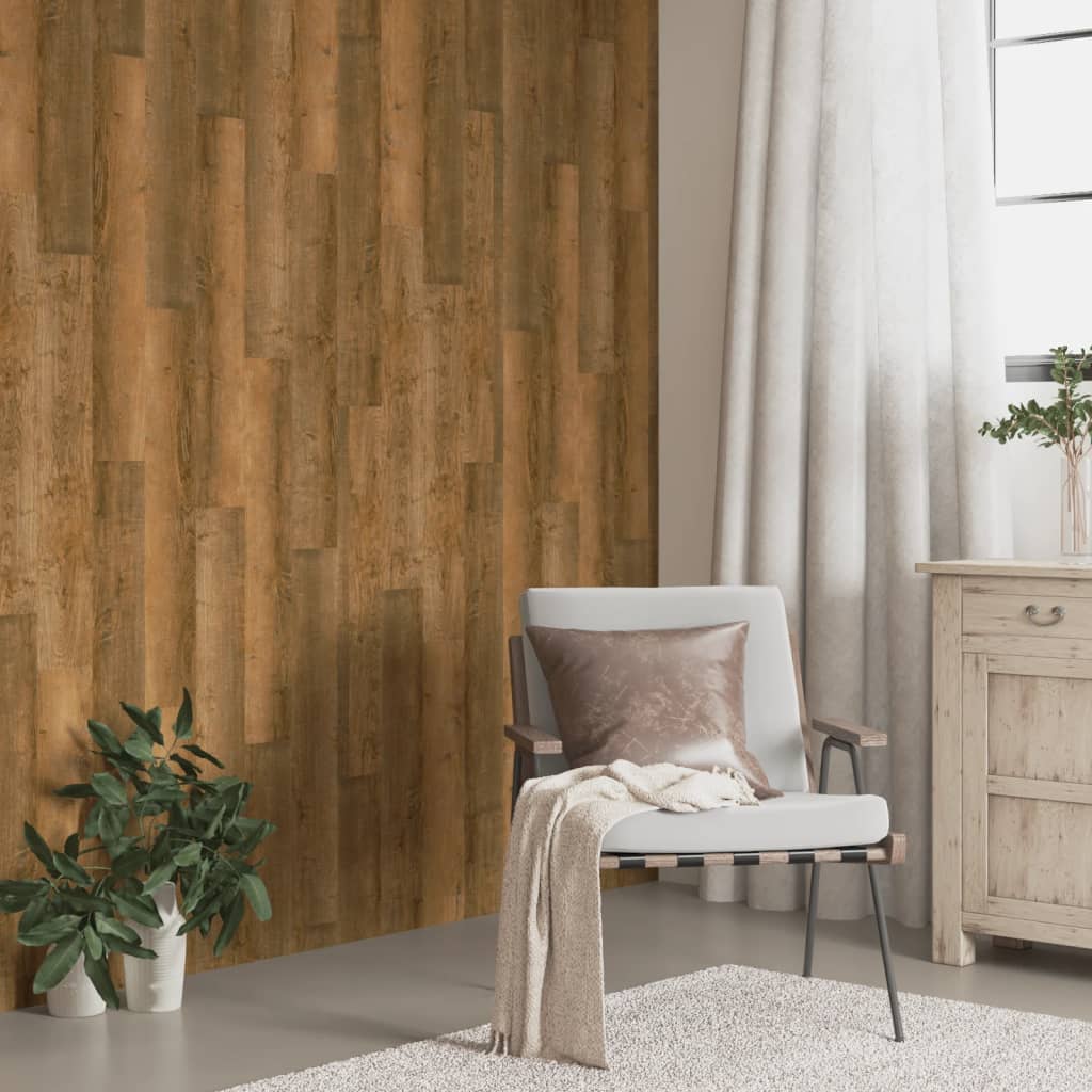 Väggpaneler träimitation brun PVC 4,12 m²