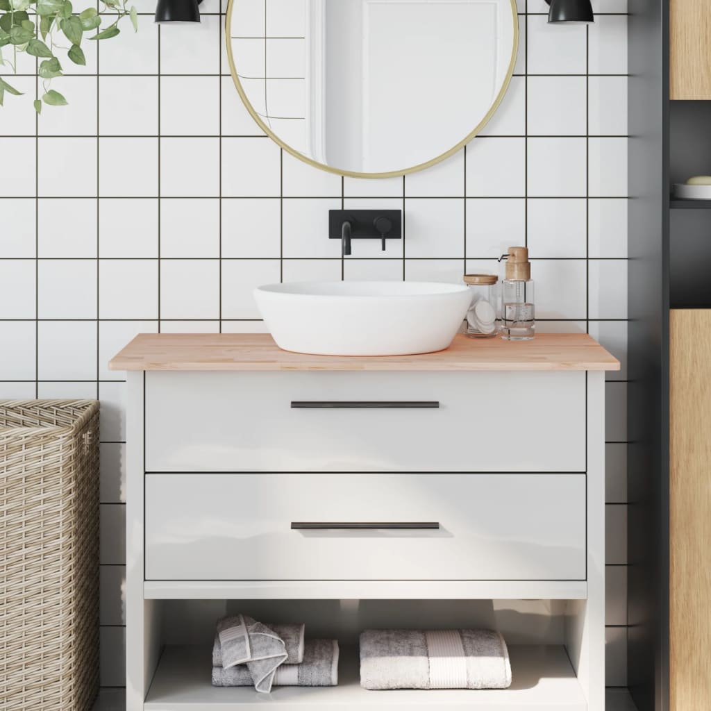 Bänkskiva för badrum 100x50x1,5 cm massivt bokträ