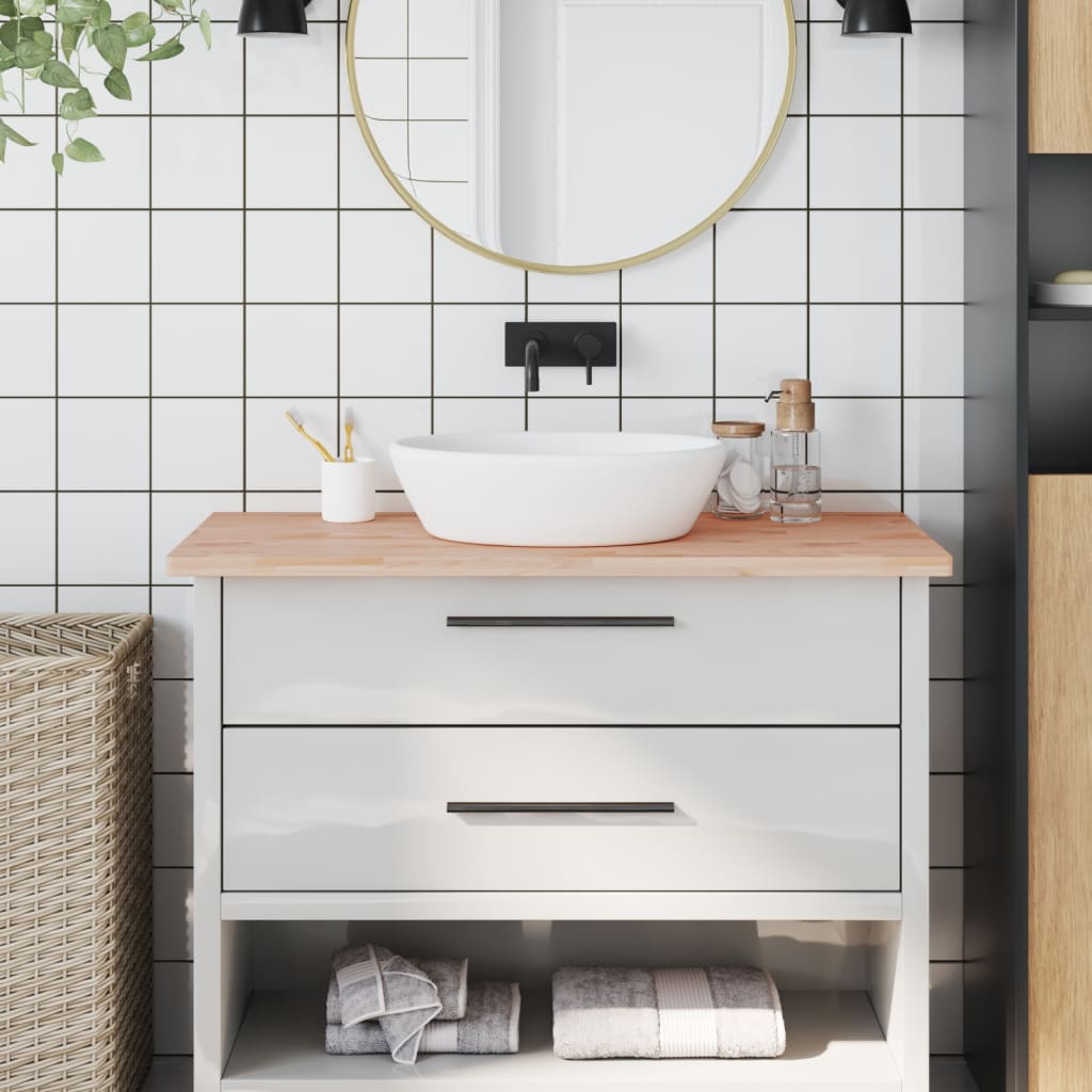 Bänkskiva för badrum 100x50x2,5 cm massivt bokträ
