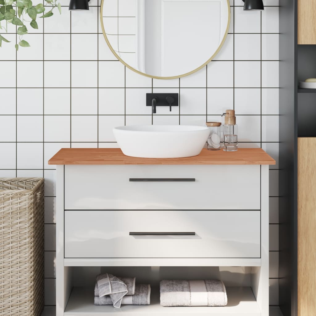 Bänkskiva för badrum 100x50x1,5 cm massivt bokträ