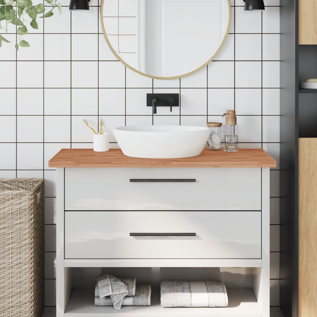 Bänkskiva för badrum 100x60x2,5 cm massivt bokträ