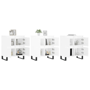 Skänkar 3 delar vit högglans konstruerat trä