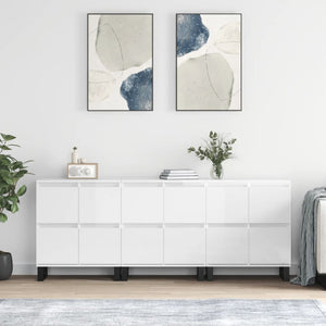 Skänkar 3 delar vit högglans konstruerat trä