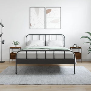 Sängbord 2 st brun ek 34x36x50 cm konstruerat trä