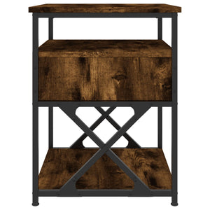 Sängbord rökfärgad ek 40x42x55 cm konstruerat trä