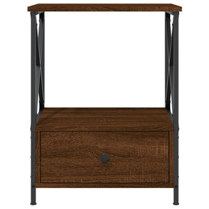 Sängbord 2 st brun ek 50x41x65 cm konstruerat trä