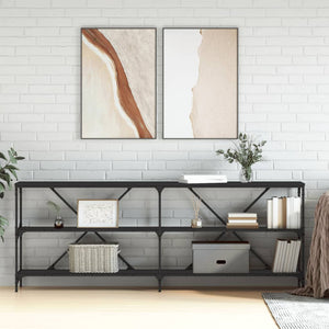 Konsolbord svart 200x30x75 cm konstruerat trä och järn