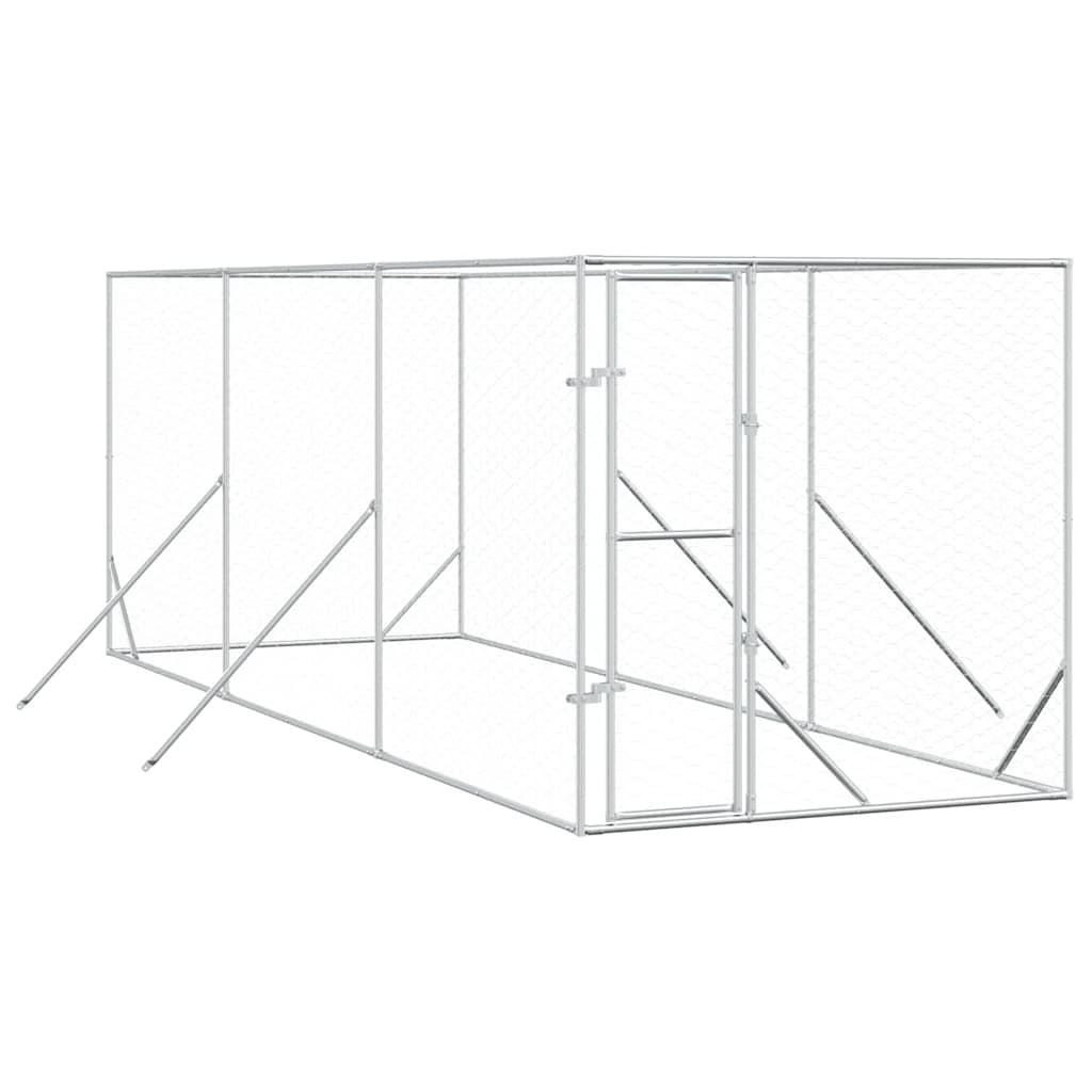 Hundgård för utomhusbruk silver 2x6x2 m galvaniserat stål