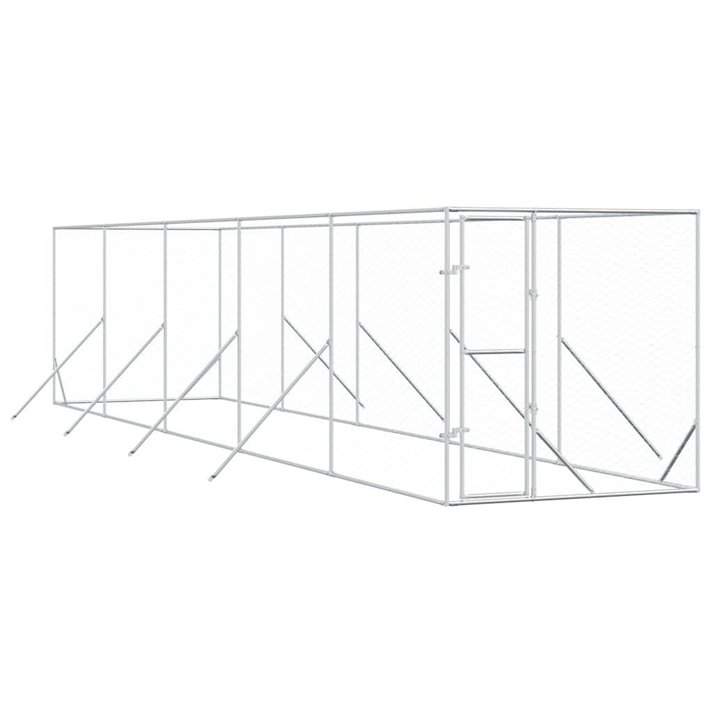Hundgård för utomhusbruk silver 2x10x2 m galvaniserat stål