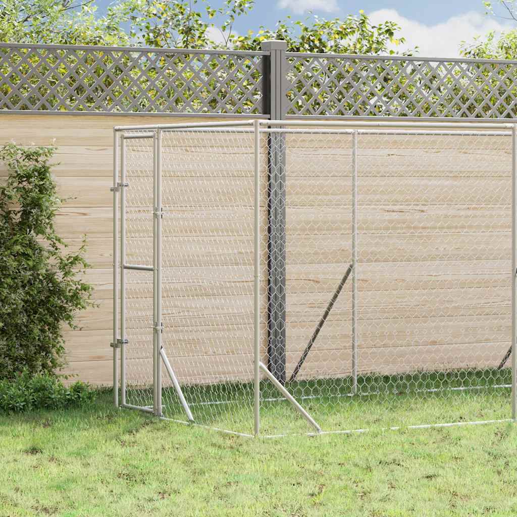 Hundgård för utomhusbruk silver 2x10x2 m galvaniserat stål