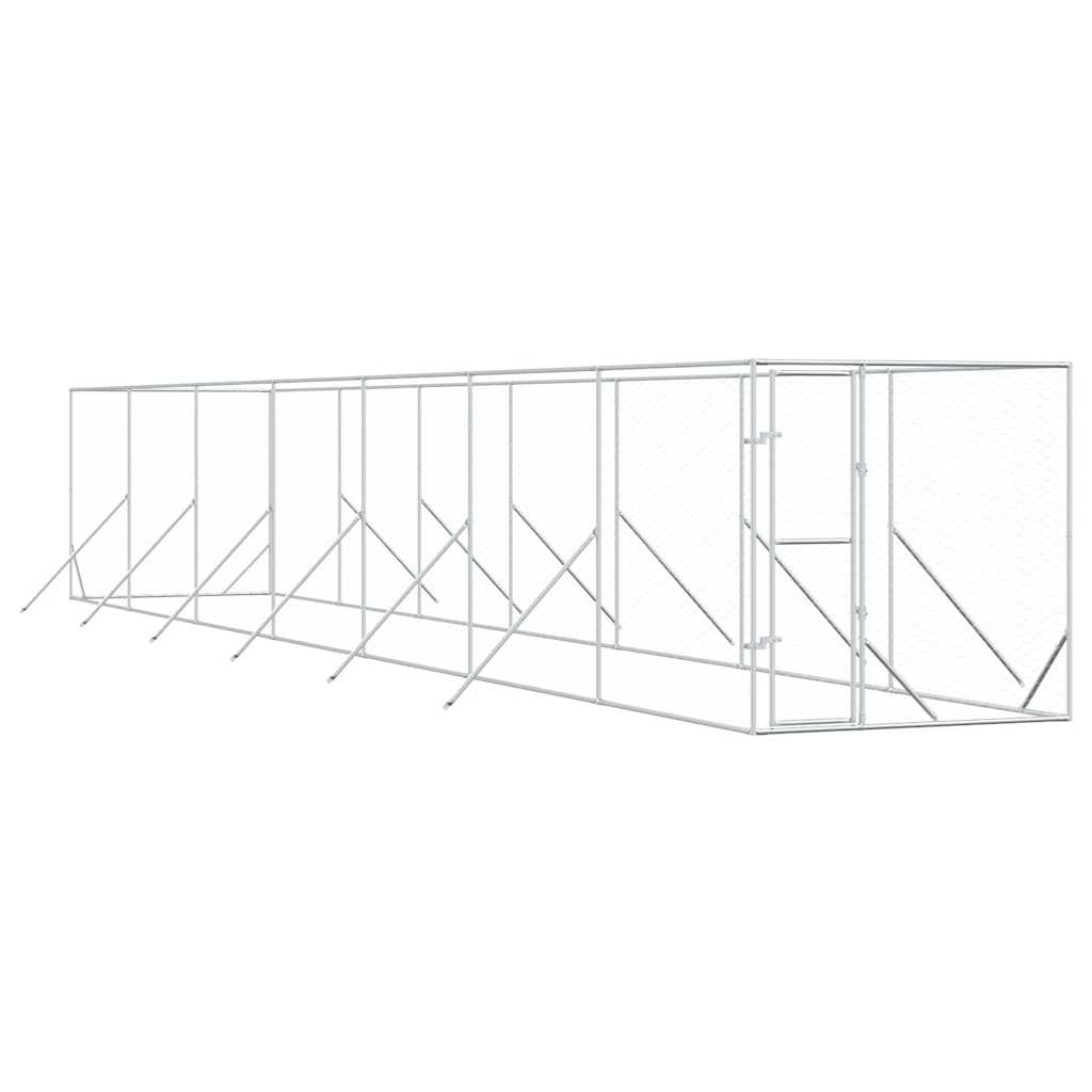 Hundgård för utomhusbruk silver 2x14x2 m galvaniserat stål